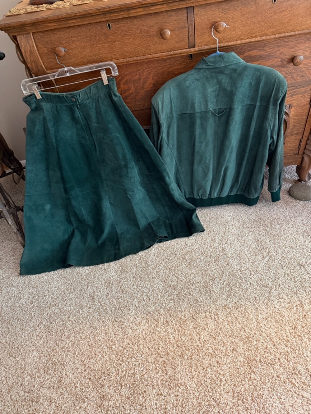 Emerald Green Suede A-Line Women's Skirt
